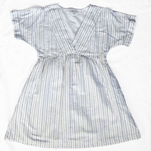Madewell White Striped V-Neck Dress - Picture 5 of 9
